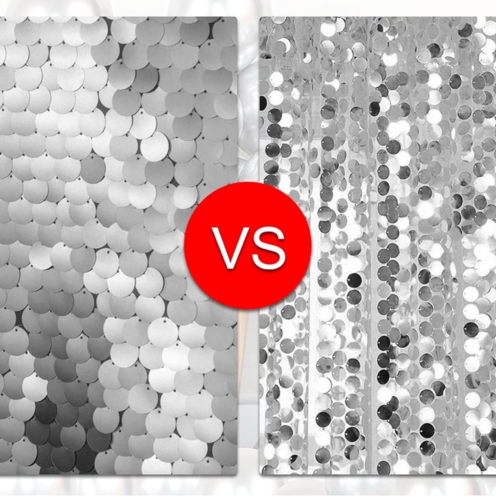 Silver sequins photo backdrop.